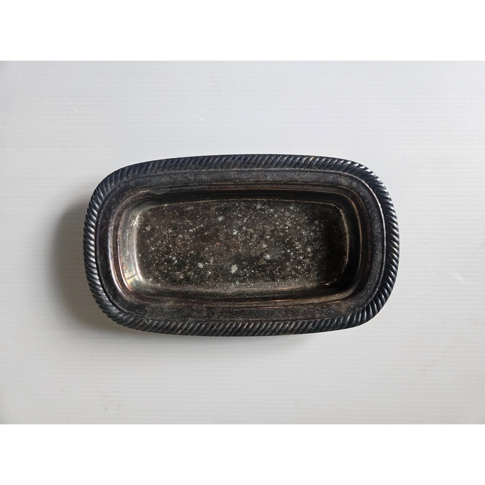 Wm Rogers Silverplate Tray Rectangular Gadroon Edge Vintage Serving Dish 8 Inch
